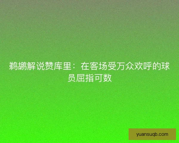 鹈鹕解说赞库里：在客场受万众欢呼的球员屈指可数
